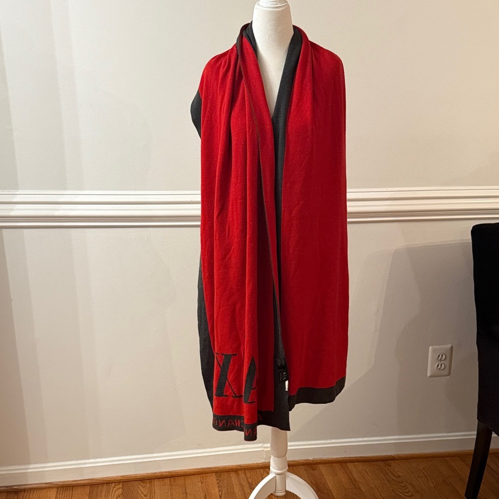Armani Exchange Black and Red Logo Scarf